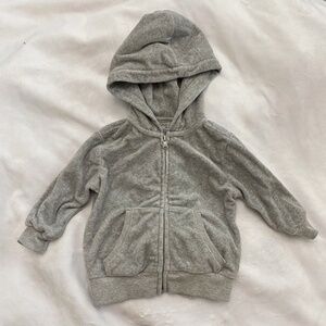 Ralph Lauren Velour Jacket Baby Size 9 Months Gray Zip Up Hood